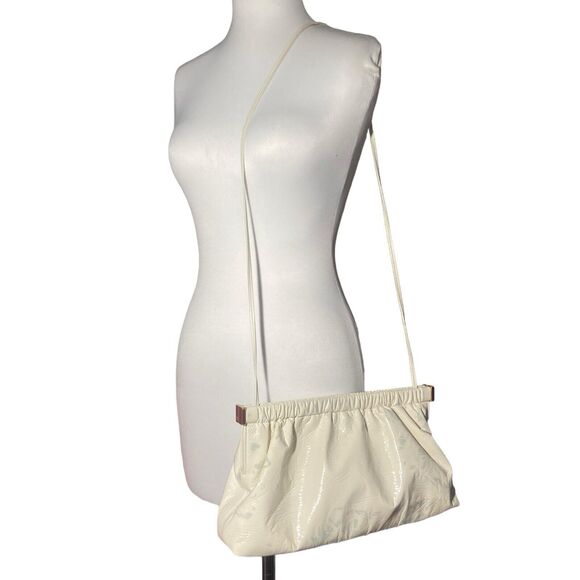 Nanushka The Bar Clutch Shoulder Bag Cream White Faux Leather Evening Purse - Picture 9 of 14